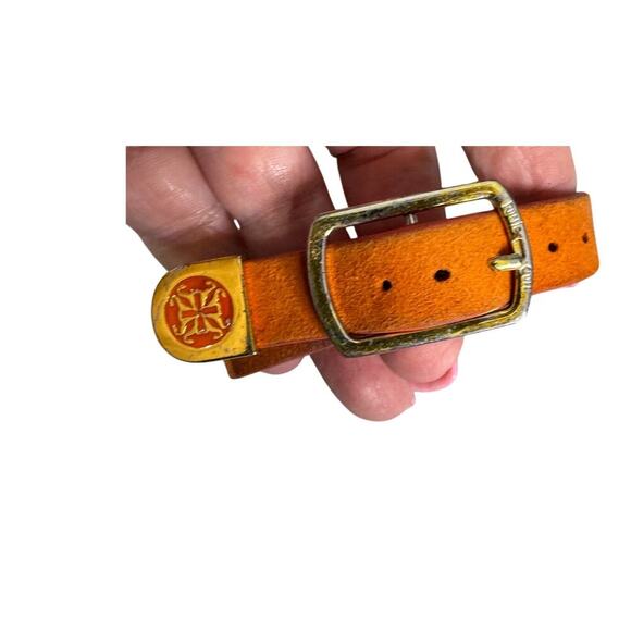 Lot of 3 Rustic Cuff Bracelets Leather Orange White Brown - Picture 2 of 9